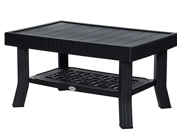 Supreme Vegas Contemporary Plastic Center Table for Home, Office &amp; Outdoor (Black)-1