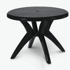 Supreme Marina 4 Seater Plastic Contemporary Round Dining Table for Home (Black)-1
