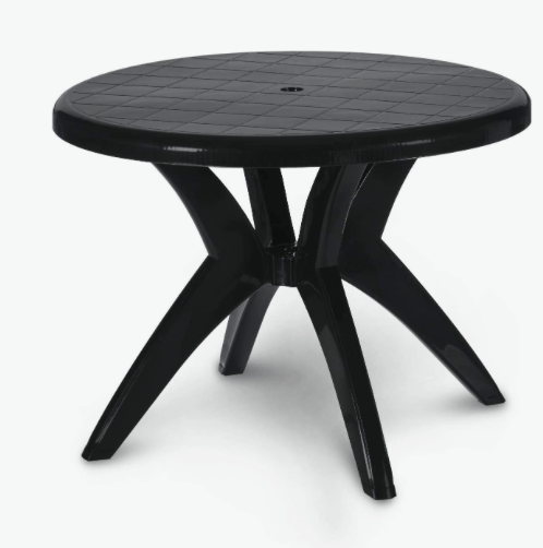 Supreme Marina 4 Seater Plastic Contemporary Round Dining Table for Home (Black)