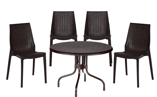 Supreme 4 Seater Chairs and Table (Plastic, Brown) (LuminaCherryGlobusBrown5)