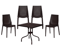 Supreme Lumina Set of 4 Chairs and 1 Olive Table (Globus Brown), (Model: LuminaOliveGlobusBrown5), Four Seat-1