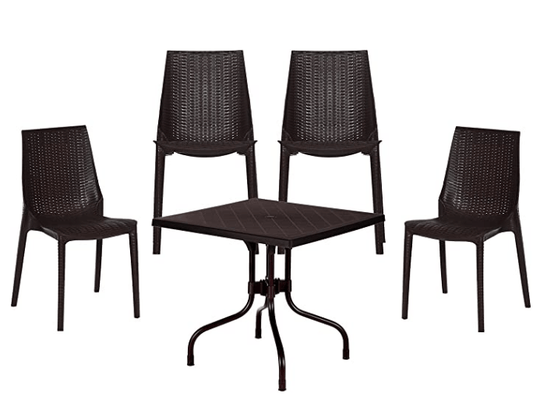Supreme Lumina Set of 4 Chairs and 1 Olive Table (Globus Brown), (Model: LuminaOliveGlobusBrown5), Four Seat