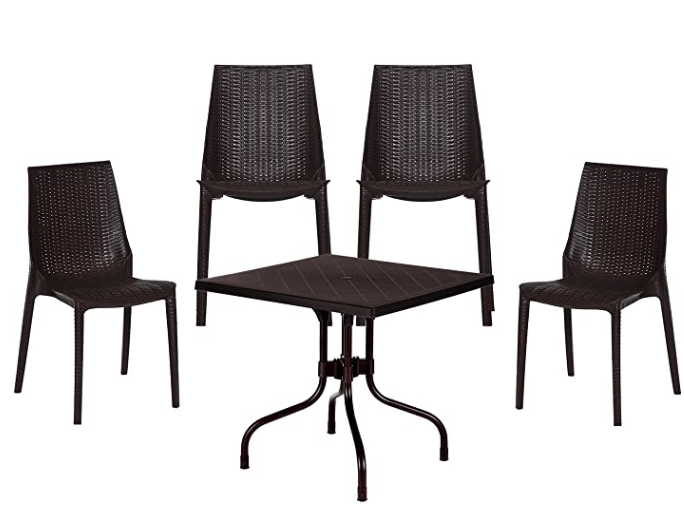 Supreme Lumina Set of 4 Chairs and 1 Olive Table (Globus Brown), (Model: LuminaOliveGlobusBrown5), Four Seat-1