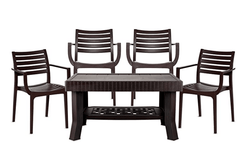 Supreme Empire Set of 4 Chairs and 1 Vegas Table (Globus Brown)-1