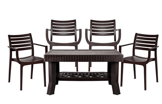 Supreme Empire Set of 4 Chairs and 1 Vegas Table (Globus Brown)