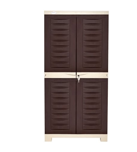 Supreme Fusion Multi Purpose Plastic Cupboard for Home (Medium Size, Globus Brown &amp; Dark Beige)