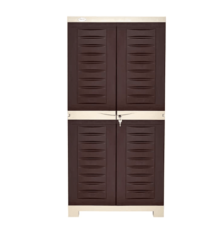 Supreme Fusion Multi Purpose Plastic Cupboard for Home (Medium Size, Globus Brown &amp; Dark Beige)