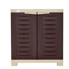 Supreme Fusion Multi Purpose Plastic Cupboard for Home (Small Size, Globus Brown &amp; Dark Beige)-1