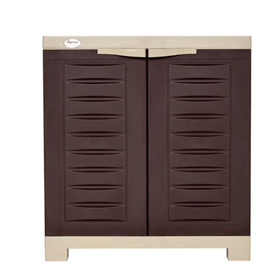 Supreme Fusion Multi Purpose Plastic Cupboard for Home (Small Size, Globus Brown &amp; Dark Beige)-1