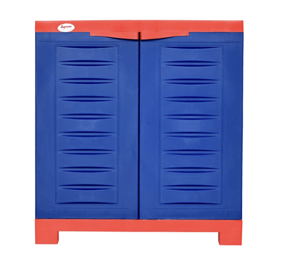 Supreme Fusion Multi Purpose Plastic Cupboard for Home (Small Size, Coke Red &amp; Blue)-1