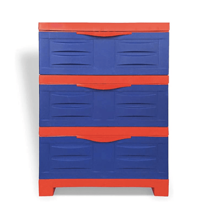 வீடு மற்றும் அலுவலகத்திற்கான கண்ணாடி இல்லாத 3 ஸ்லைடிங் டிராயர்களுடன் கூடிய சுப்ரீம் ஃப்யூஷன்-டிஆர்-3 பல்நோக்கு பிளாஸ்டிக் செஸ்டர் (கோக் சிவப்பு &amp; நீலம்), தரநிலை 