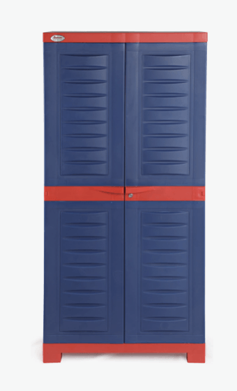 Supreme Fusion Multi Purpose Plastic Cupboard for Home (Medium Size, Coke Red &amp; Blue)