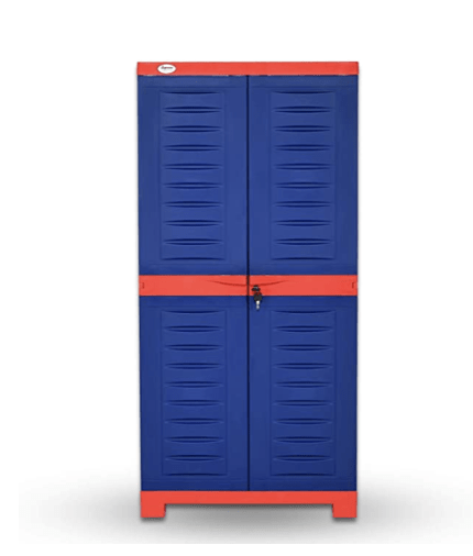 घर के लिए सुप्रीम फ्यूज़न प्लास्टिक शू रैक (मध्यम आकार, कोक लाल और नीला) 