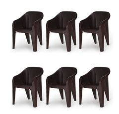 Supreme Futura Plastic Chairs for Home and Office (Set of 6, Brown)-1
