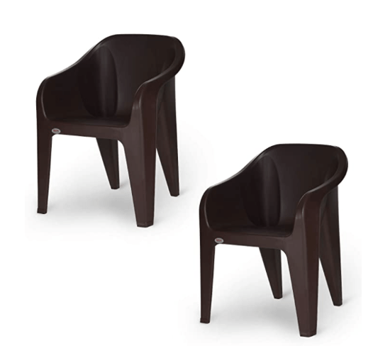 Supreme Futura Plastic Chairs for Home and Office (Set of 2, Brown)-1