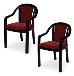 Supreme Ornate Set of 2 Plastic Chairs with Cushion for Home and Office (Black and Red)-1