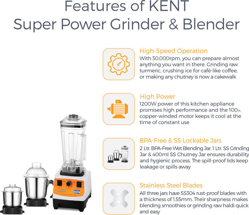KENT 16083 1200 W Juicer Mixer Grinder