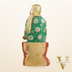 Superfine 10.5-Inch Brass Shirdi Sai Baba Idol with Stonework