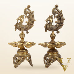 Superfine 14-Inch Brass Peacock Lamp