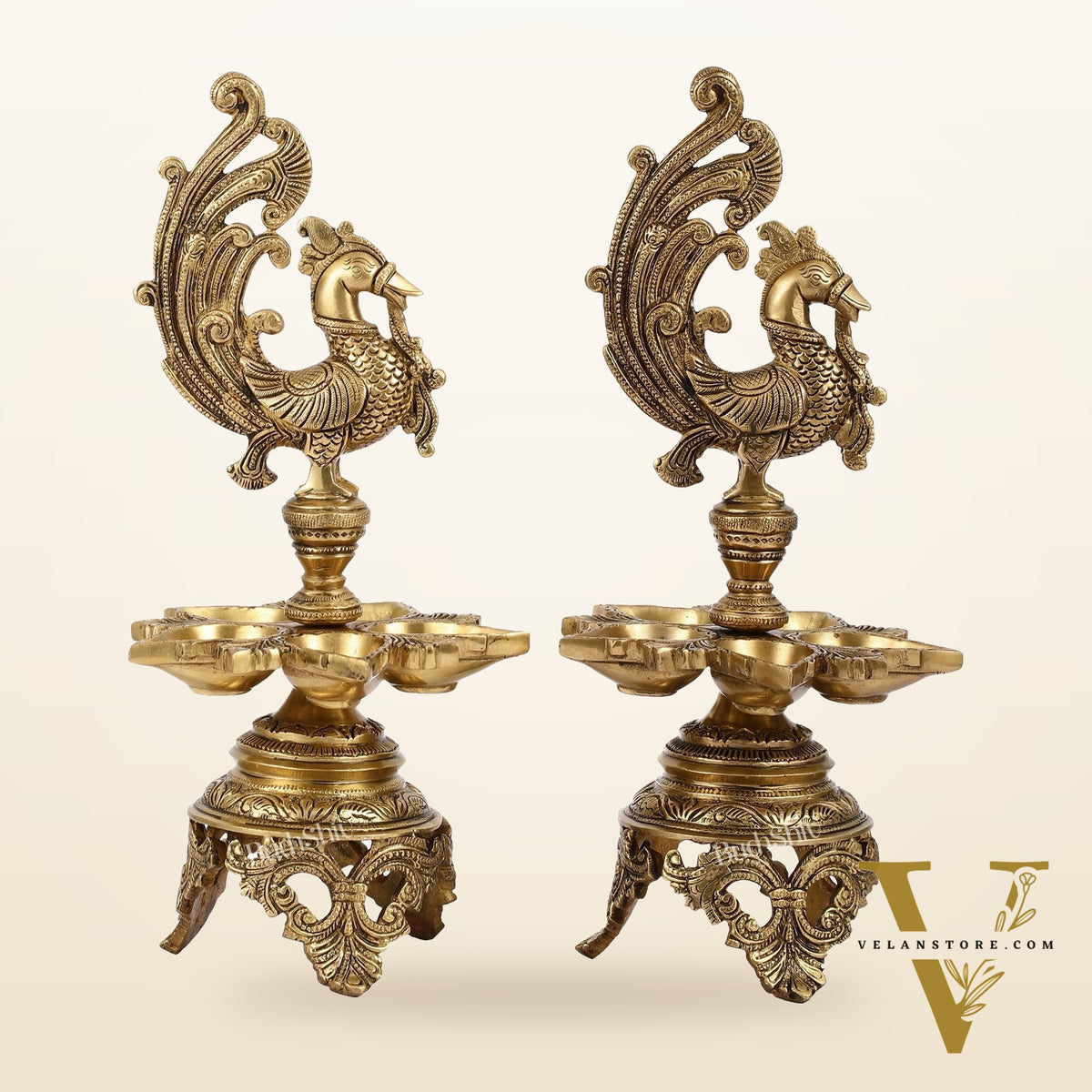 Superfine 14-Inch Brass Peacock Lamp
