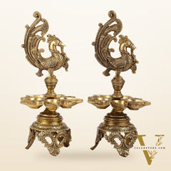 Superfine 14-Inch Brass Peacock Lamp