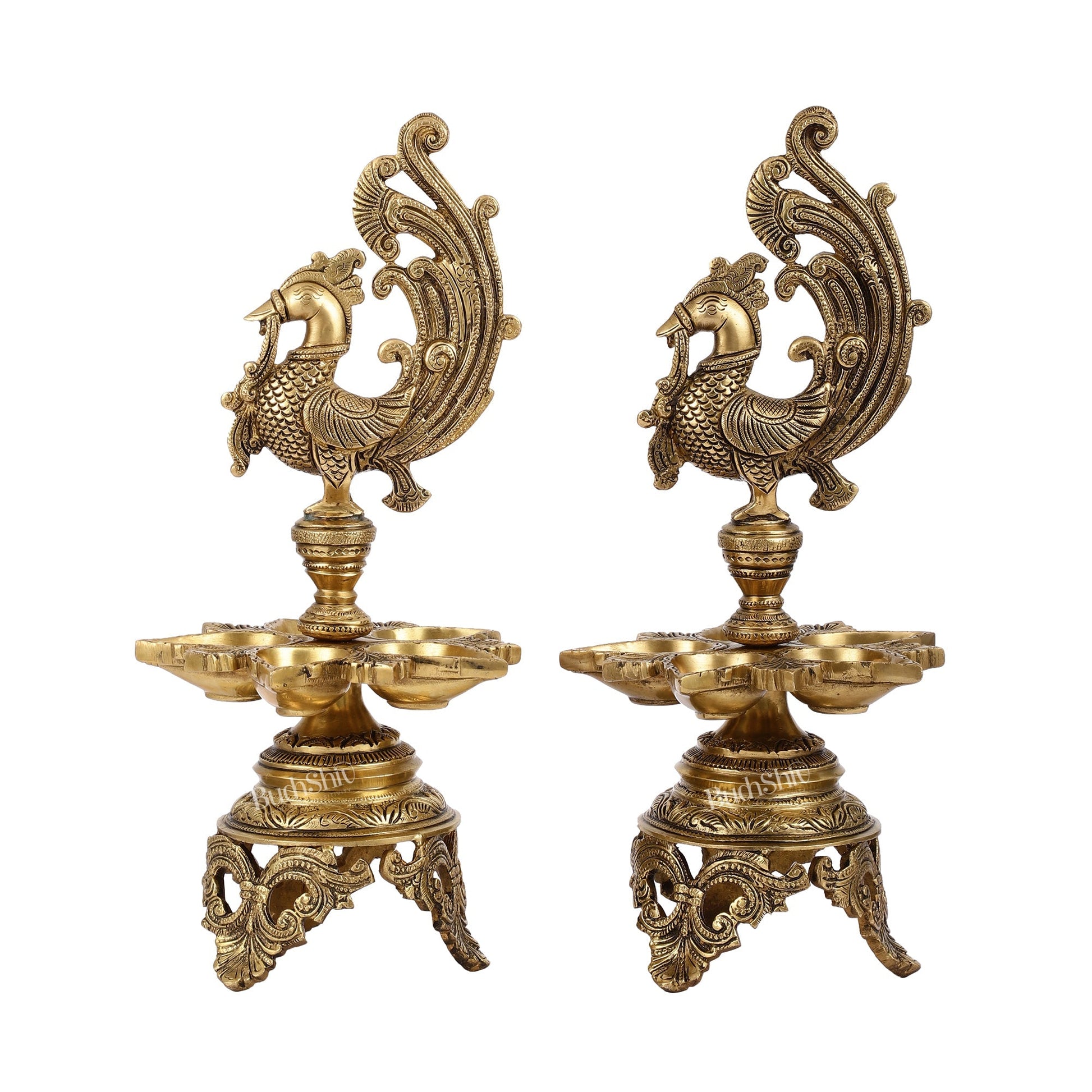 Superfine 14-Inch Brass Peacock Lamp