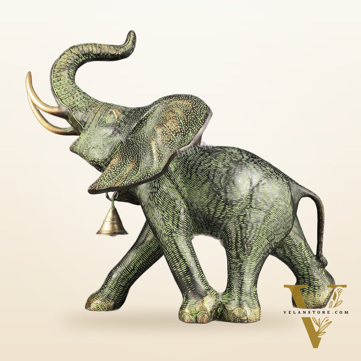 Superfine Antique Brass Ascending African Elephant Statue | BudhShiv Exclusive