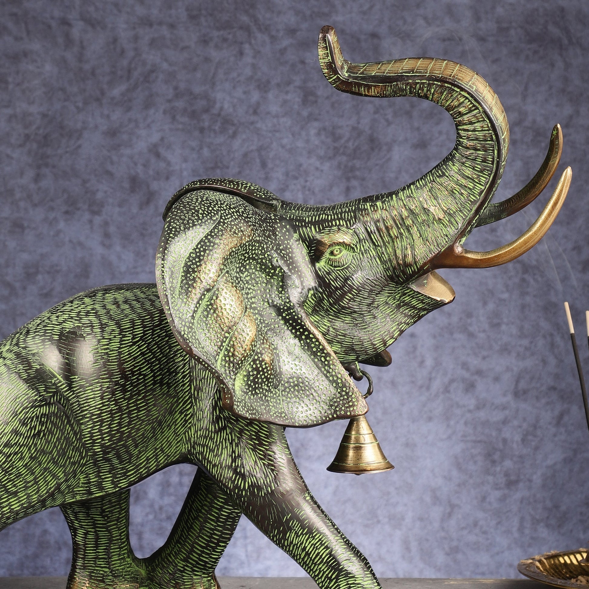Superfine Antique Brass Ascending African Elephant Statue | BudhShiv Exclusive