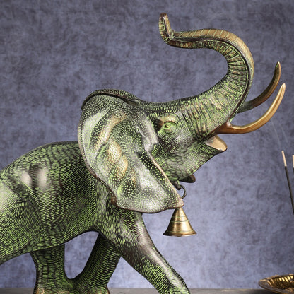 Superfine Antique Brass Ascending African Elephant Statue | BudhShiv Exclusive