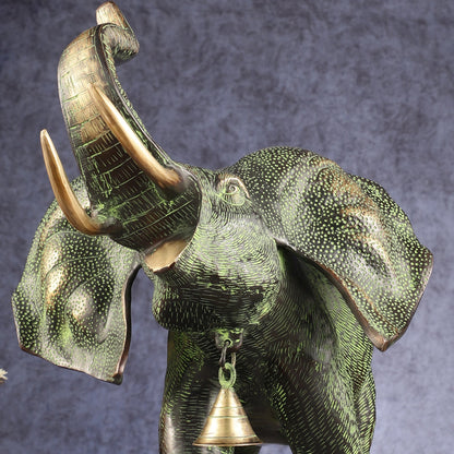 Superfine Antique Brass Ascending African Elephant Statue | BudhShiv Exclusive