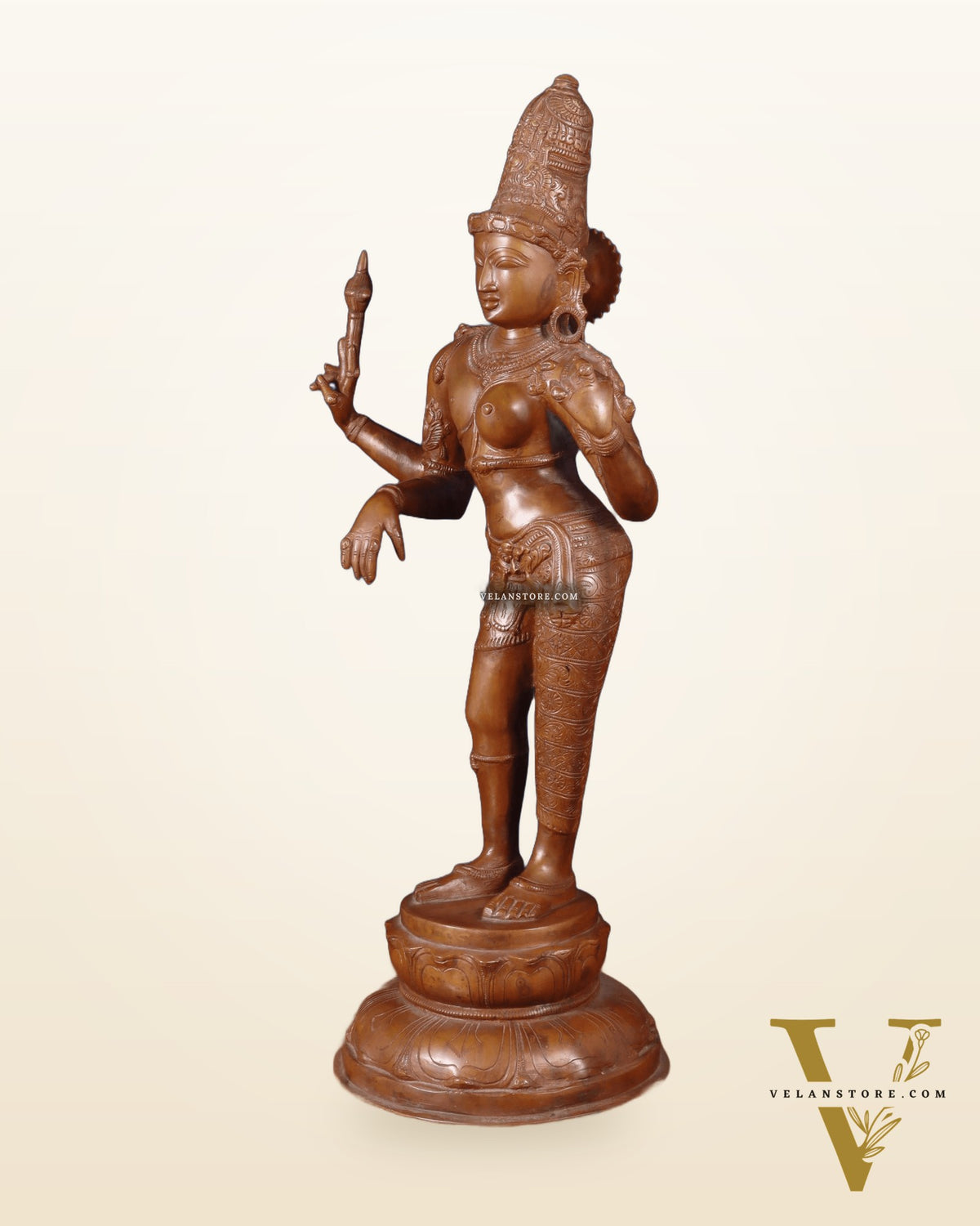 Superfine Brass Ardhanarishwara Statue - 27" Vintage Bronze Tone