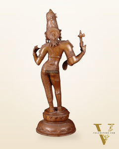 Superfine Brass Ardhanarishwara Statue - 27" Vintage Bronze Tone