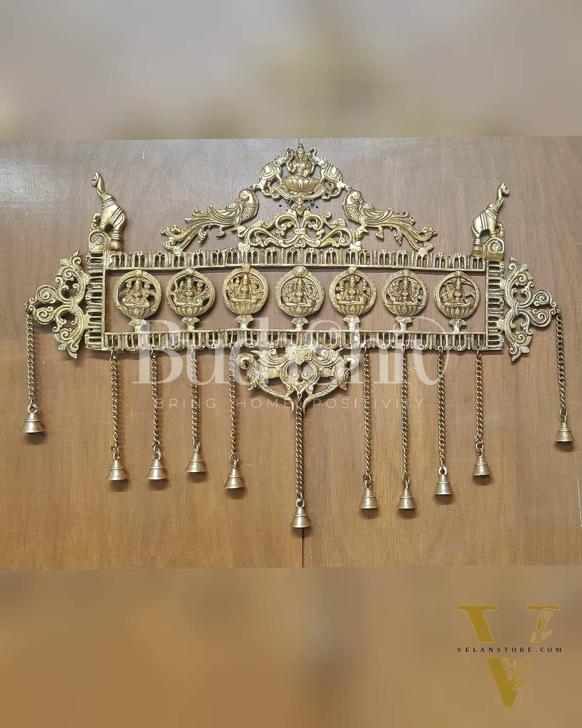 Superfine Brass Ashtalakshmi Wall hanging with bells 20"