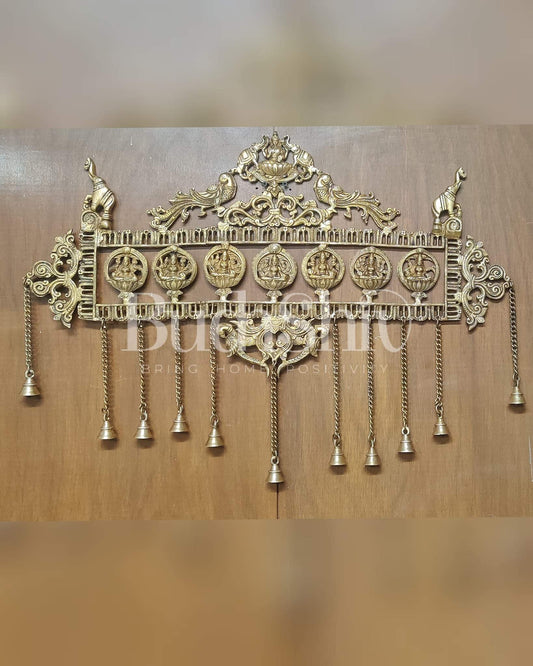 Superfine Brass Ashtalakshmi Wall hanging with bells 20"