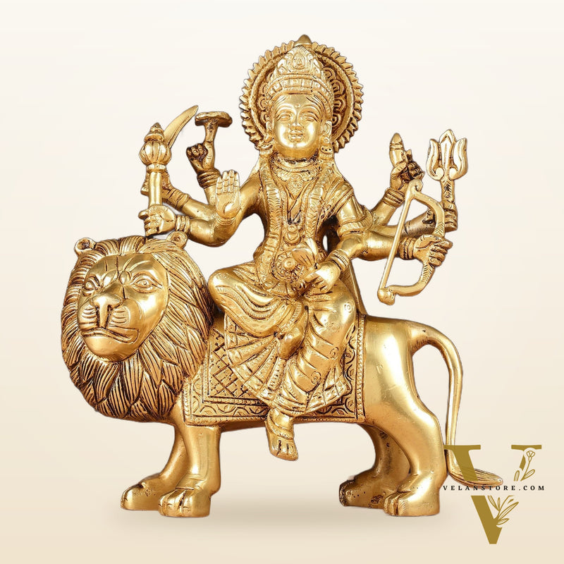 Superfine Brass Ashtbhuja Goddess Durga Idol 9"