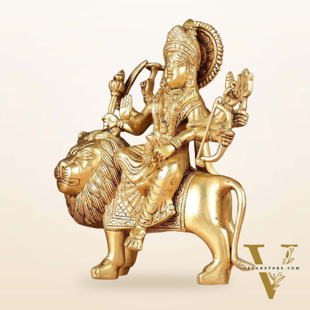 Superfine Brass Ashtbhuja Goddess Durga Idol 9"