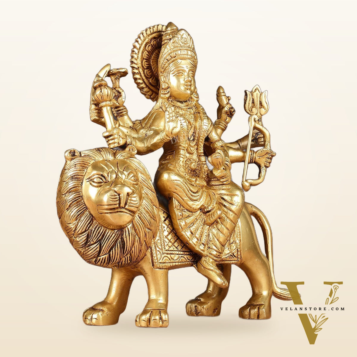 Superfine Brass Ashtbhuja Goddess Durga Idol 9"