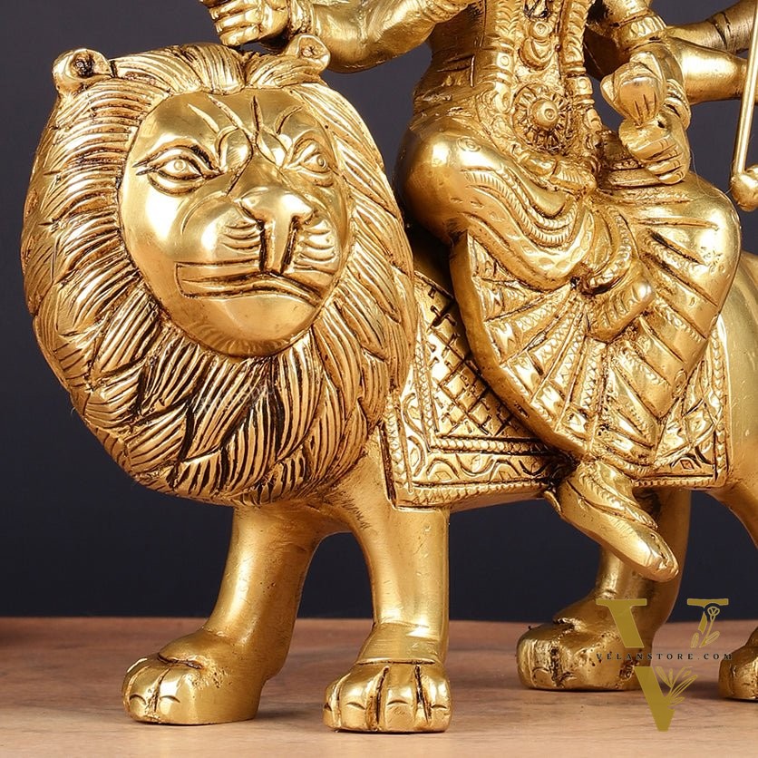 Superfine Brass Ashtbhuja Goddess Durga Idol 9"