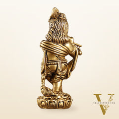 Superfine Brass Baby Krishna Playing the Flute Idol 5.5 inch