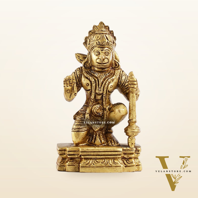 Superfine Brass Blessing Lord Hanuman Murti 4 inch