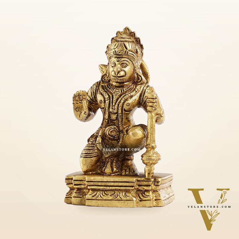 Superfine Brass Blessing Lord Hanuman Murti 4 inch