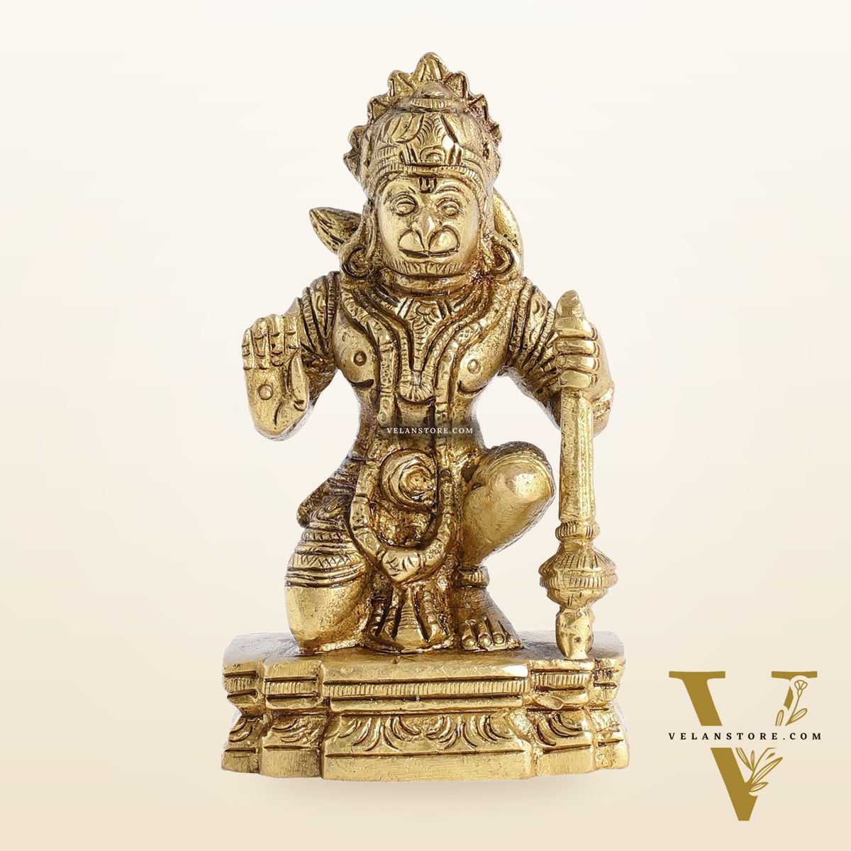 Superfine Brass Blessing Lord Hanuman Murti 4 inch
