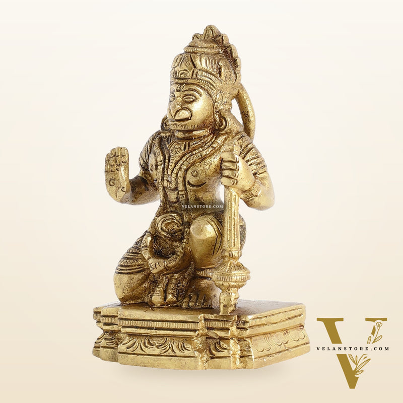 Superfine Brass Blessing Lord Hanuman Murti 4 inch