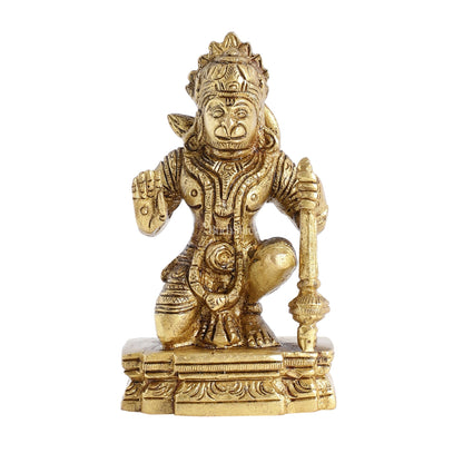 Superfine Brass Blessing Lord Hanuman Murti 4 inch