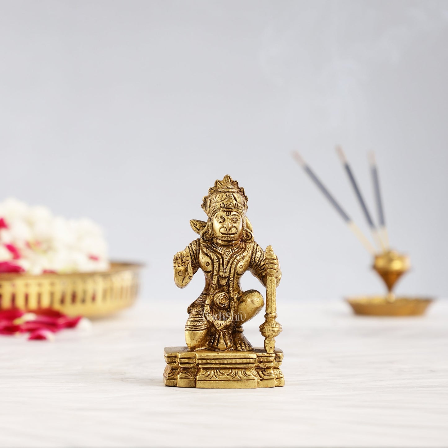 Superfine Brass Blessing Lord Hanuman Murti 4 inch