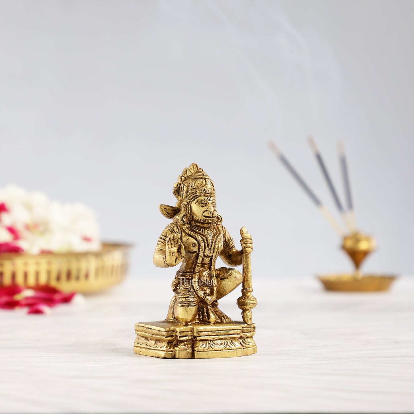 Superfine Brass Blessing Lord Hanuman Murti 4 inch
