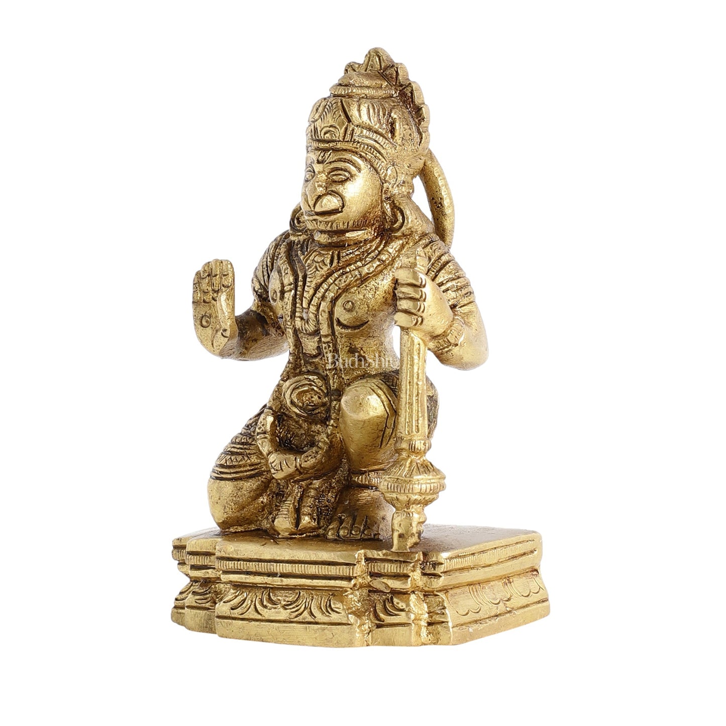 Superfine Brass Blessing Lord Hanuman Murti 4 inch