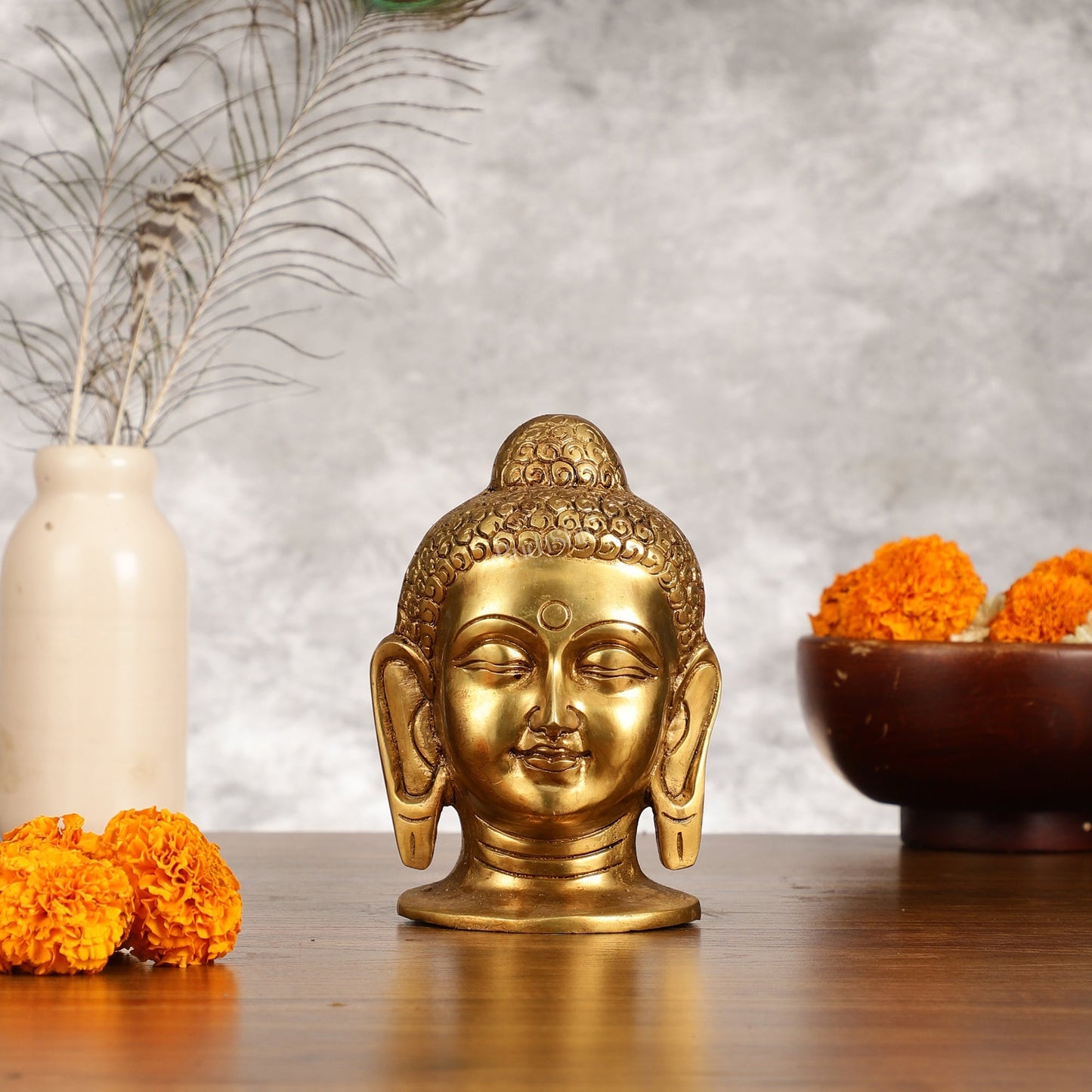 Superfine Brass Buddha Head - 4 Inch