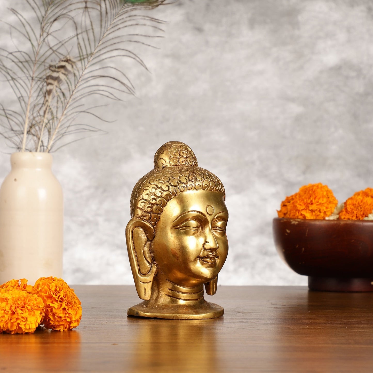 Superfine Brass Buddha Head - 4 Inch