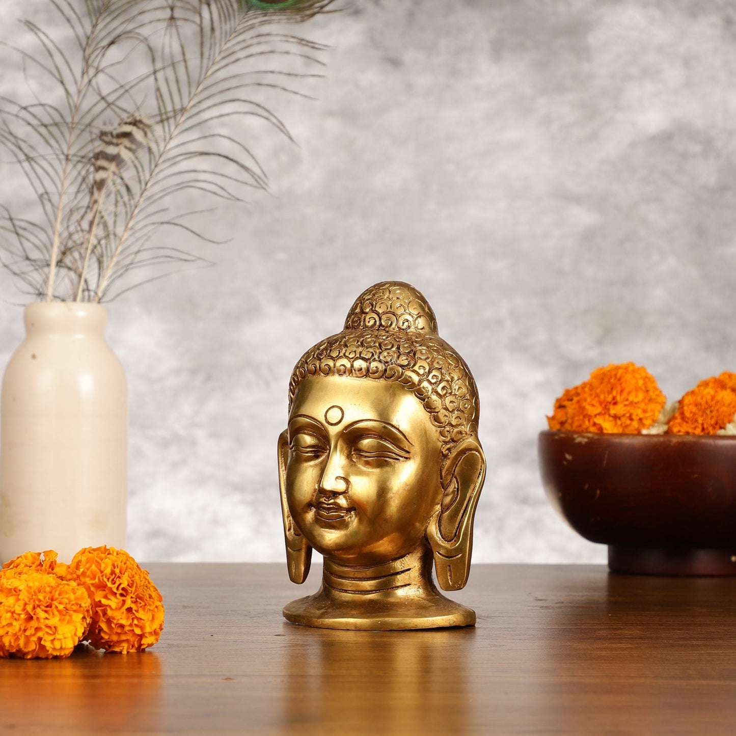 Superfine Brass Buddha Head - 4 Inch